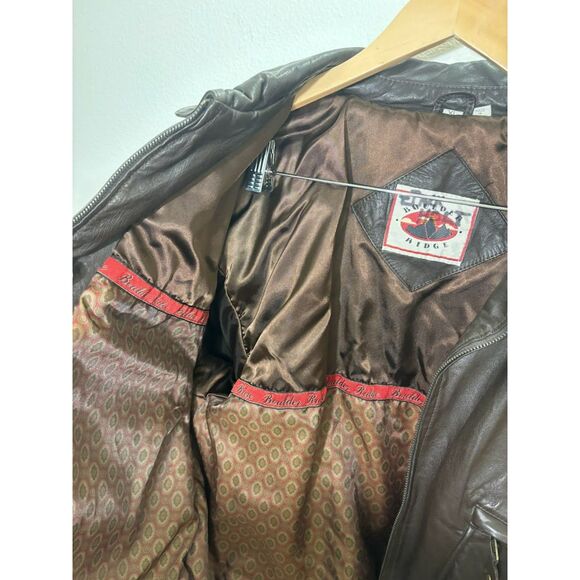 Vintage Boulder Ridge Leather Bomber Jacket Coat size XL Mens brown motorcycle - Picture 4 of 7